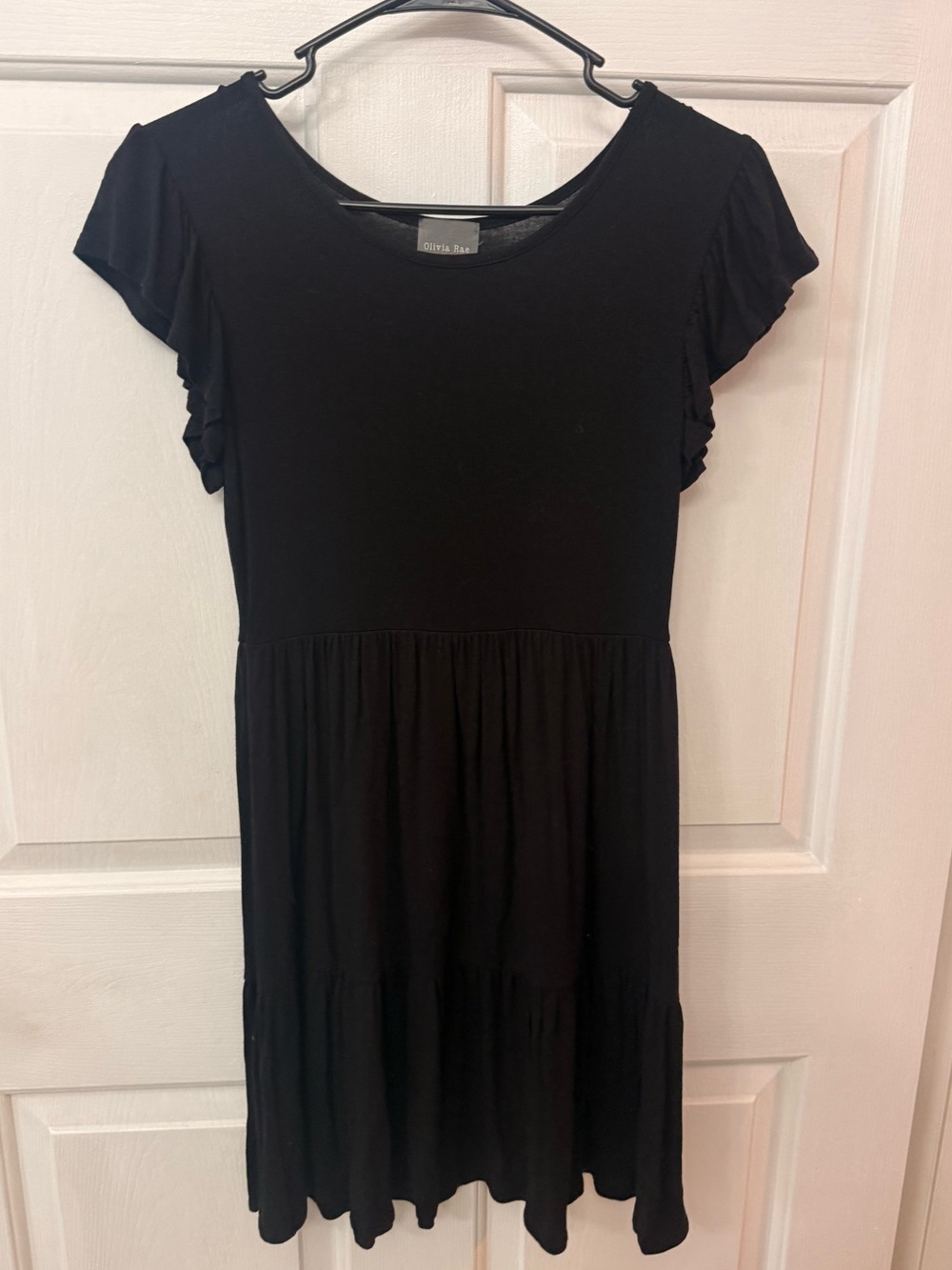Olivia Rae Black Ruffle Sleeve Casual Kids Dress